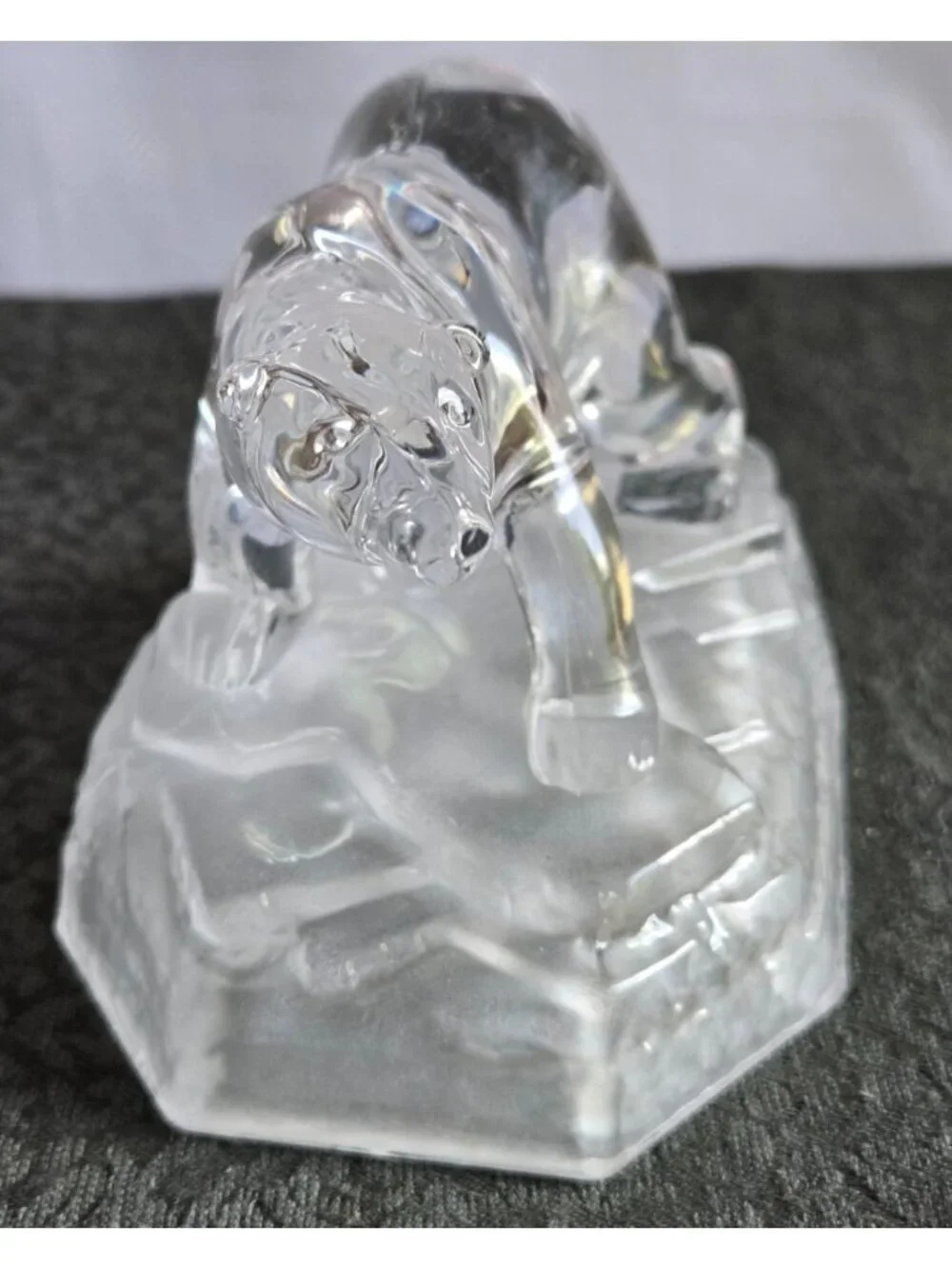 Vintage 1980s 24% Cristal D'Arques France Lead Crystal Polar Bear On Iceberg